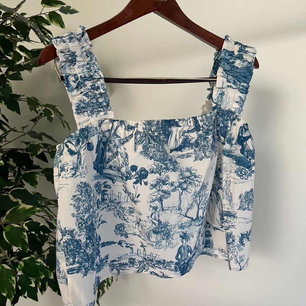 Toile Blue Crop Tank
